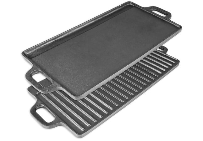 Griddle top for gas stove prosource 2-in-1 reversible cast iron griddle with handles